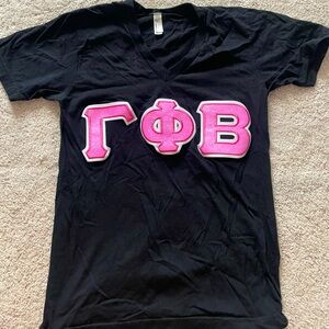 Gamma Phi Beta Double Stitched Letters V Neck